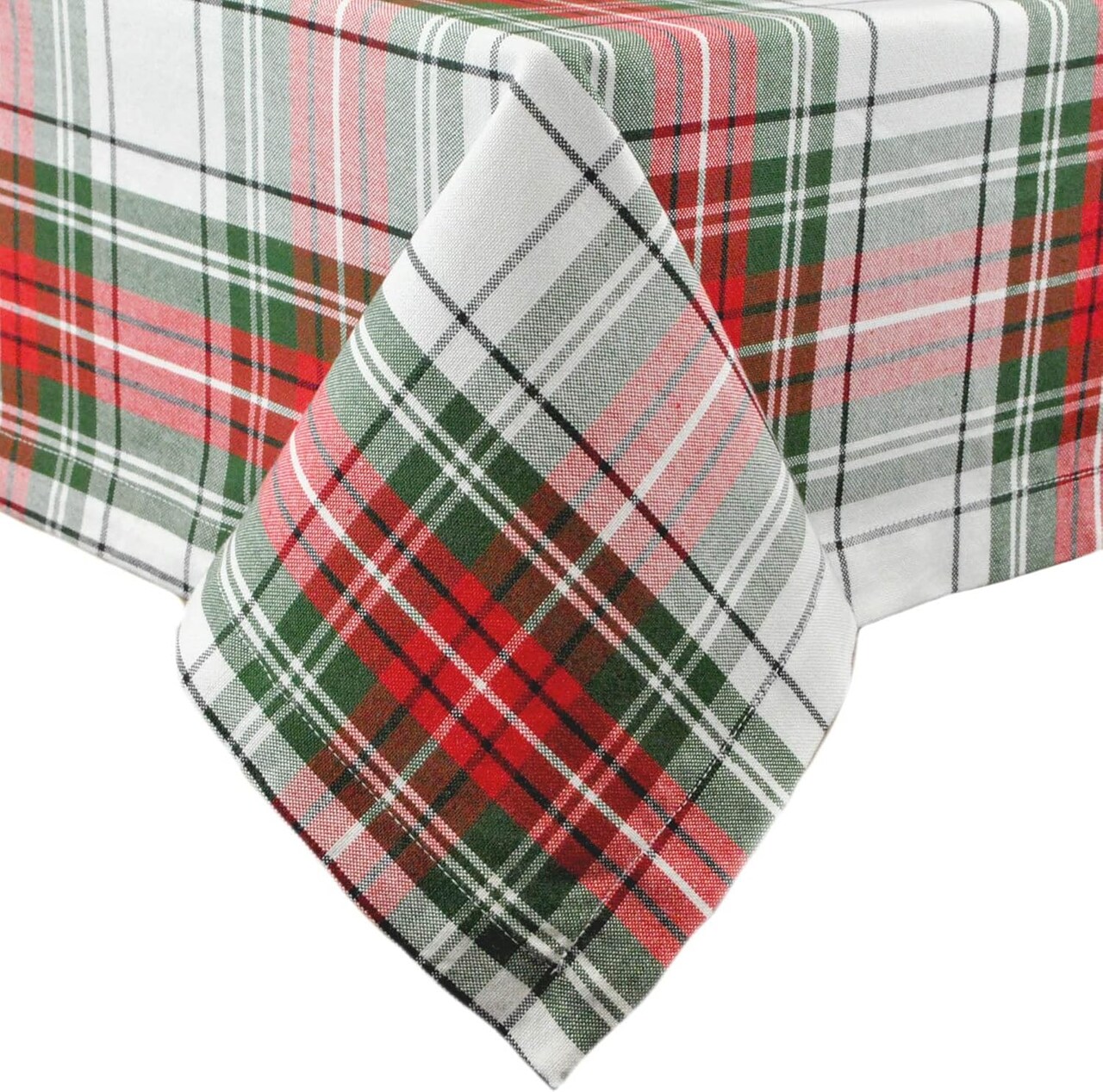 Tartan Plaid Collection Holiday Dining Table & Kitchen Décor, Square Christmas Tablecloth, 52x52, Red, Green & White